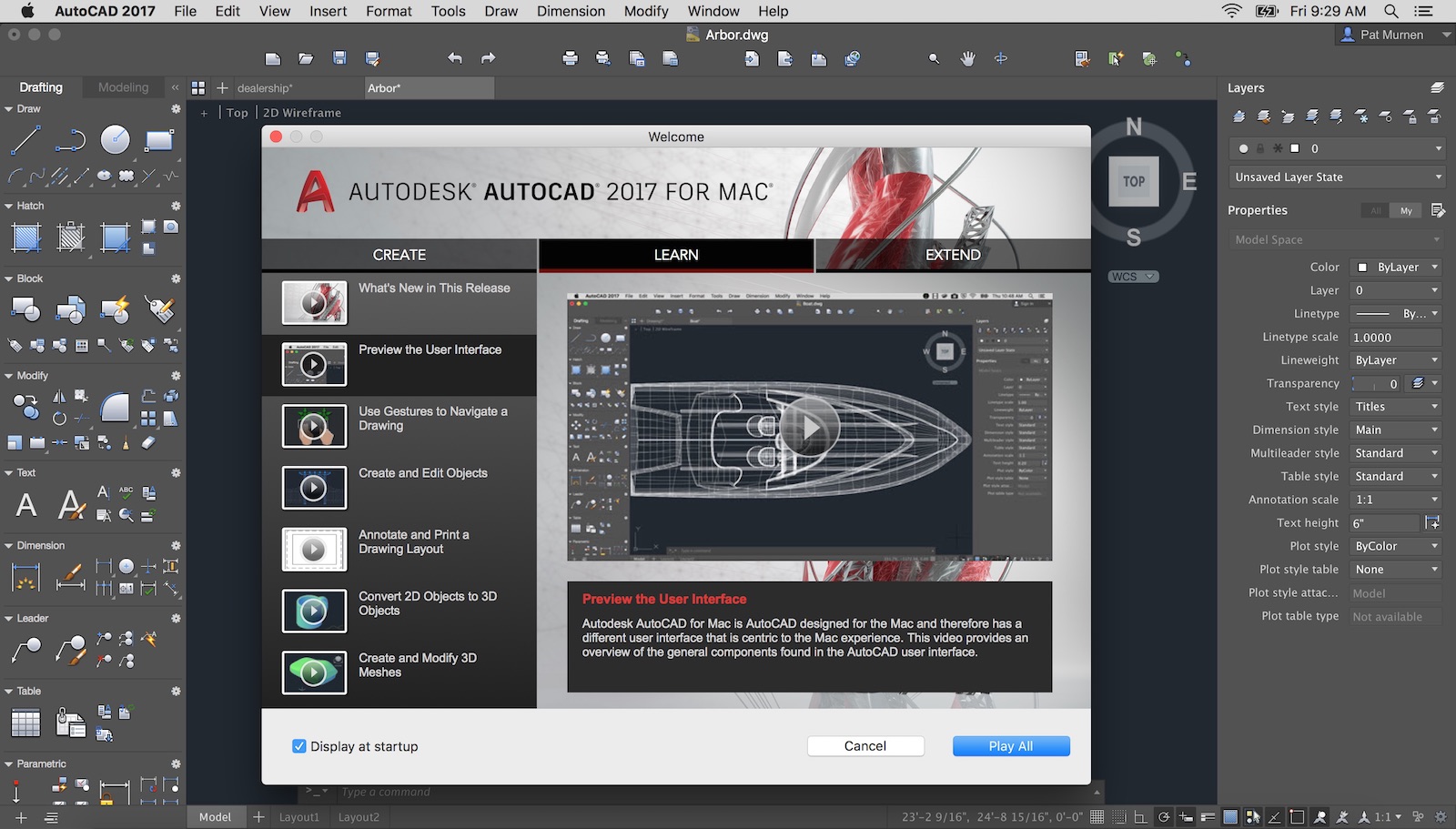 pan in autocad for mac